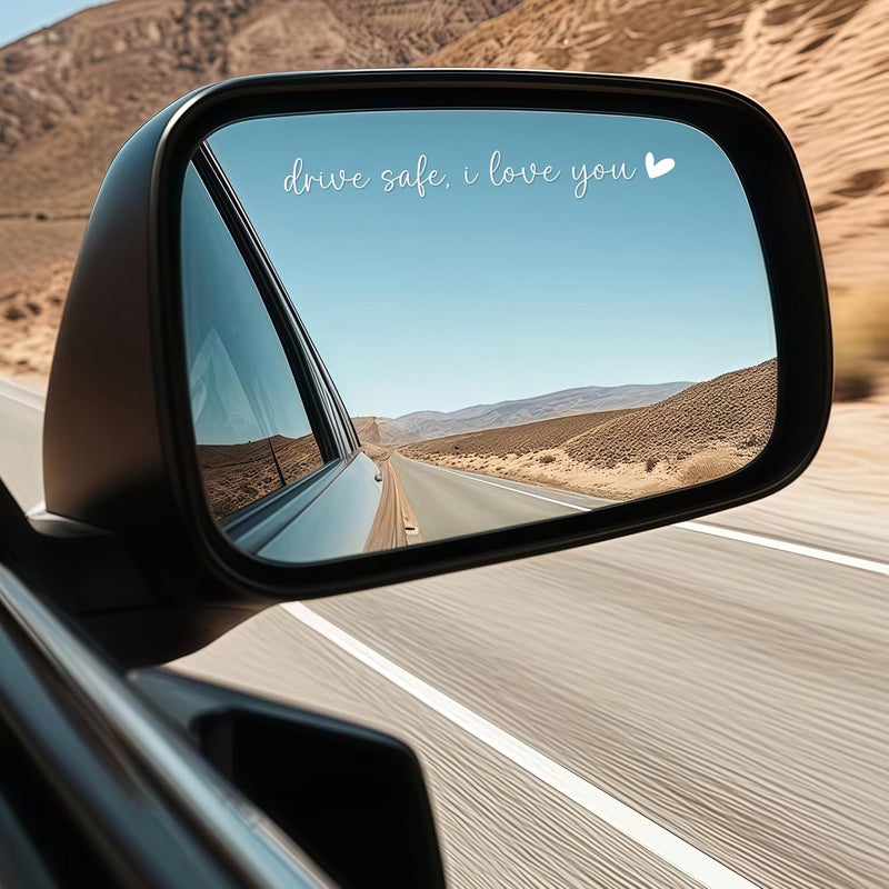 CIKTCOKO 4xDrive Safe,I Love You Rearview Mirror Decal,Cute Car Decal For Women,Rear View Mirror Sticker,Car Mirror Sticker Decal,Car Window Decal,Car Accessory Interior,Car Decor Accessories For Women - Image 2